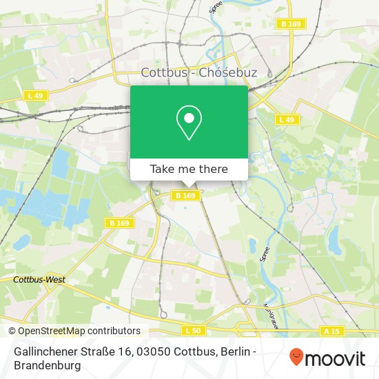 Карта Gallinchener Straße 16, 03050 Cottbus