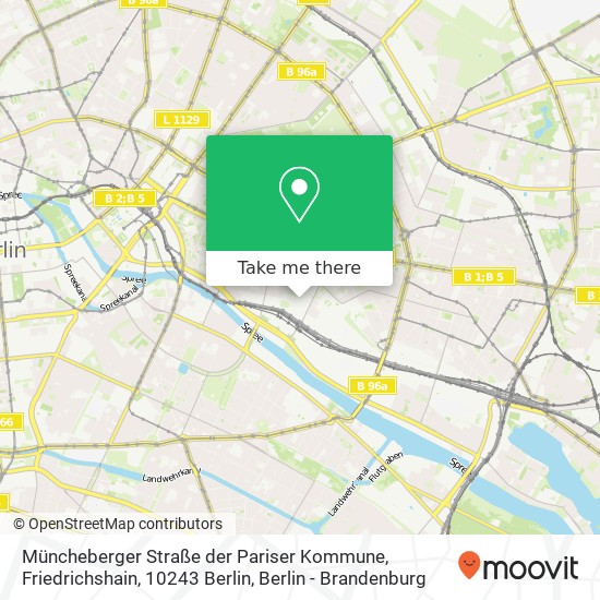 Карта Müncheberger Straße der Pariser Kommune, Friedrichshain, 10243 Berlin