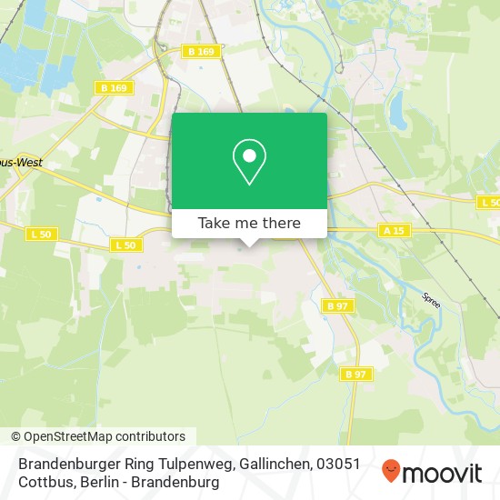Карта Brandenburger Ring Tulpenweg, Gallinchen, 03051 Cottbus