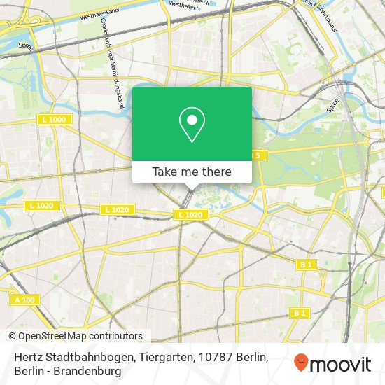 Карта Hertz Stadtbahnbogen, Tiergarten, 10787 Berlin