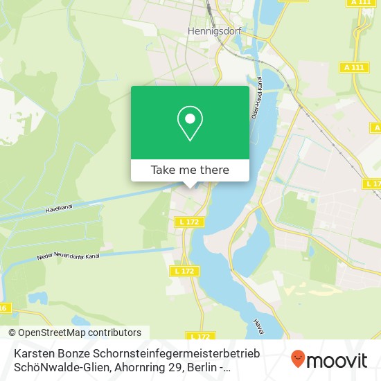 Карта Karsten Bonze Schornsteinfegermeisterbetrieb SchöNwalde-Glien, Ahornring 29