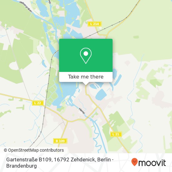 Карта Gartenstraße B109, 16792 Zehdenick