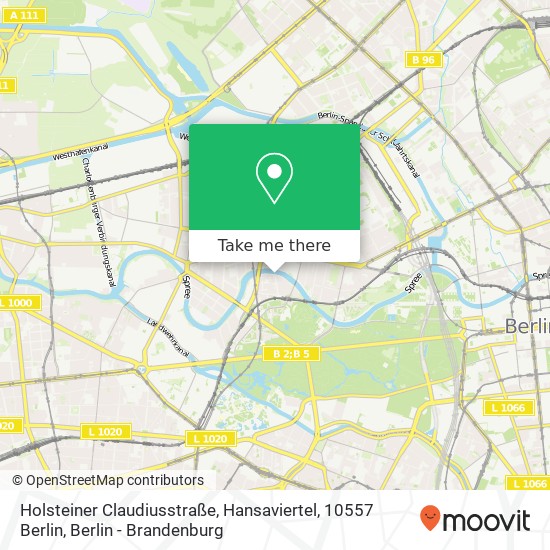Карта Holsteiner Claudiusstraße, Hansaviertel, 10557 Berlin