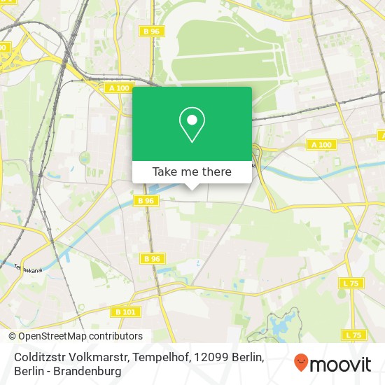 Карта Colditzstr Volkmarstr, Tempelhof, 12099 Berlin