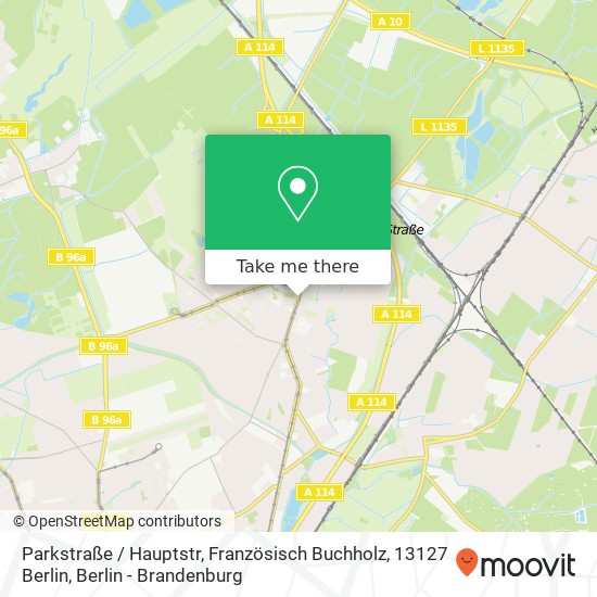 Карта Parkstraße / Hauptstr, Französisch Buchholz, 13127 Berlin