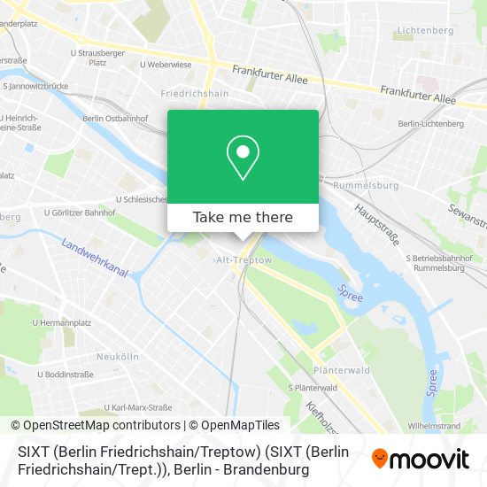 Карта SIXT (Berlin Friedrichshain / Treptow) (SIXT (Berlin Friedrichshain / Trept.))