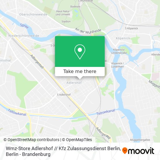 Карта Wmz-Store Adlershof // Kfz Zulassungsdienst Berlin