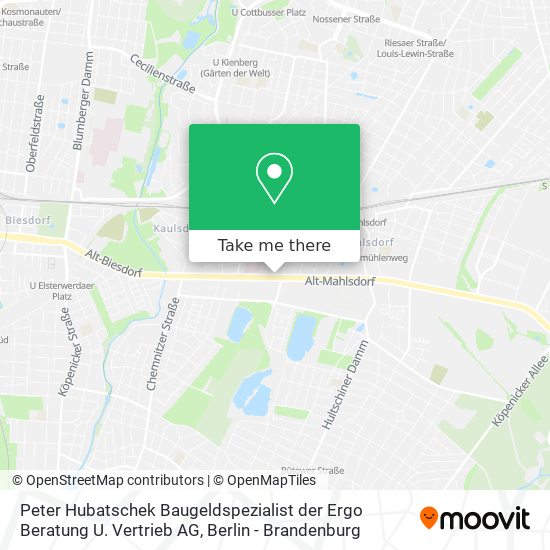 Карта Peter Hubatschek Baugeldspezialist der Ergo Beratung U. Vertrieb AG