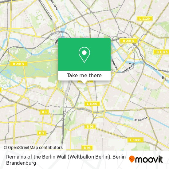Remains of the Berlin Wall (Weltballon Berlin) map