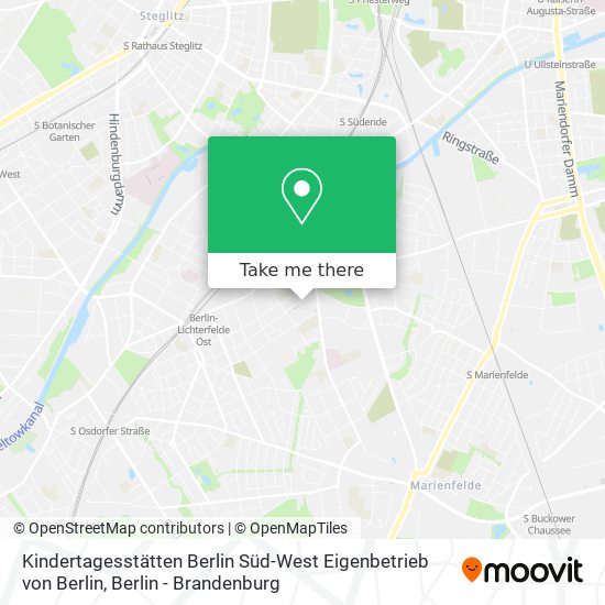 Карта Kindertagesstätten Berlin Süd-West Eigenbetrieb von Berlin