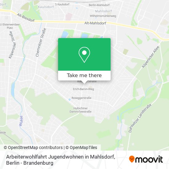 Карта Arbeiterwohlfahrt Jugendwohnen in Mahlsdorf