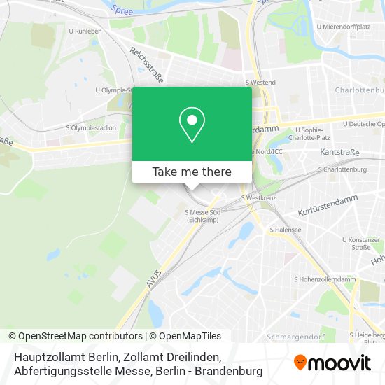 Карта Hauptzollamt Berlin, Zollamt Dreilinden, Abfertigungsstelle Messe