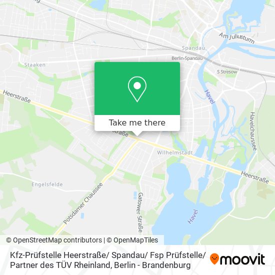Карта Kfz-Prüfstelle Heerstraße/ Spandau/ Fsp Prüfstelle/ Partner des TÜV Rheinland