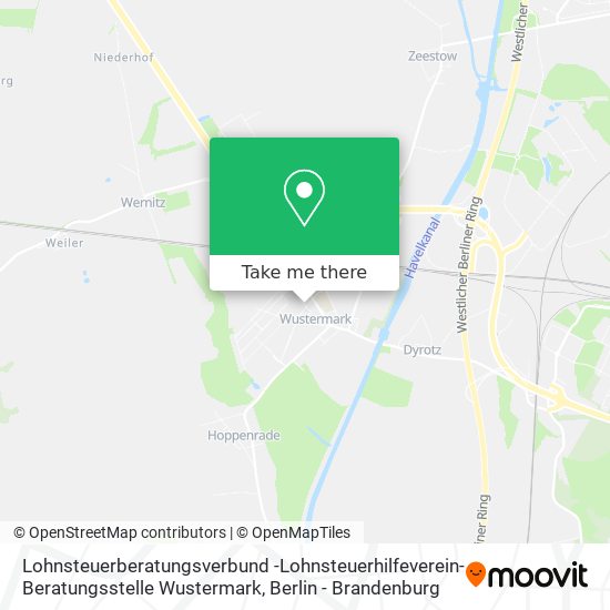 Карта Lohnsteuerberatungsverbund -Lohnsteuerhilfeverein- Beratungsstelle Wustermark