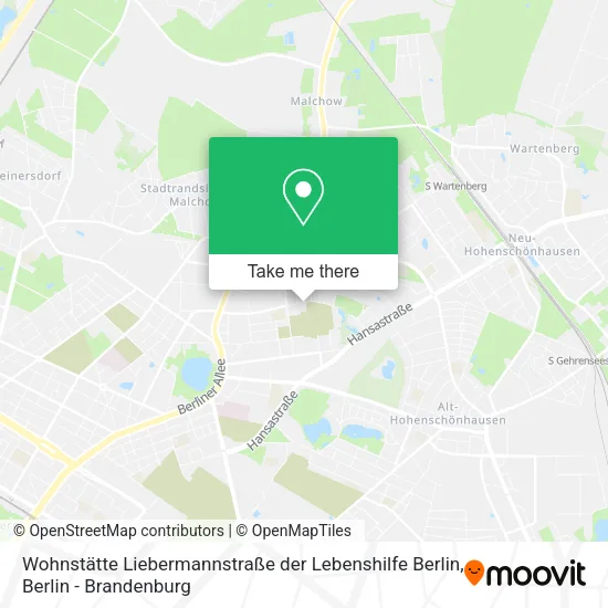Карта Wohnstätte Liebermannstraße der Lebenshilfe Berlin