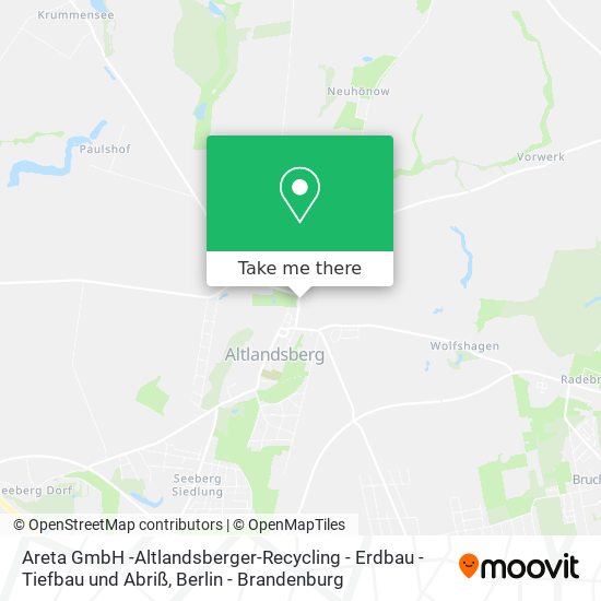 Карта Areta GmbH -Altlandsberger-Recycling - Erdbau - Tiefbau und Abriß