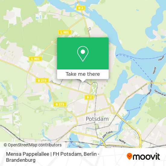 Карта Mensa Pappelallee | FH Potsdam