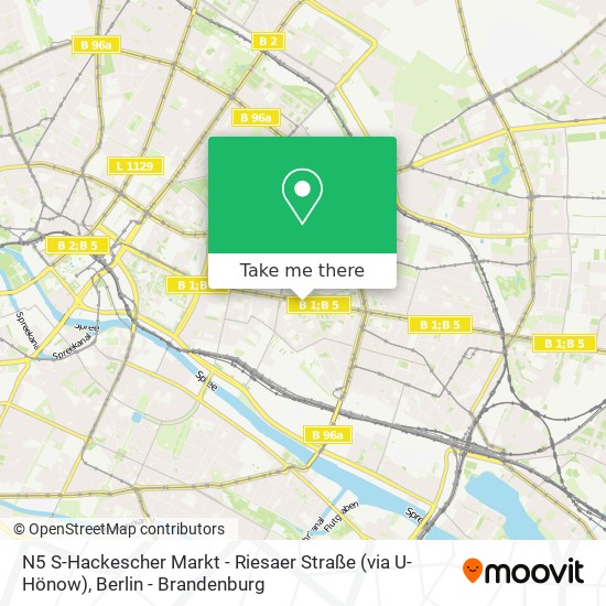 N5 S-Hackescher Markt - Riesaer Straße (via U-Hönow) map