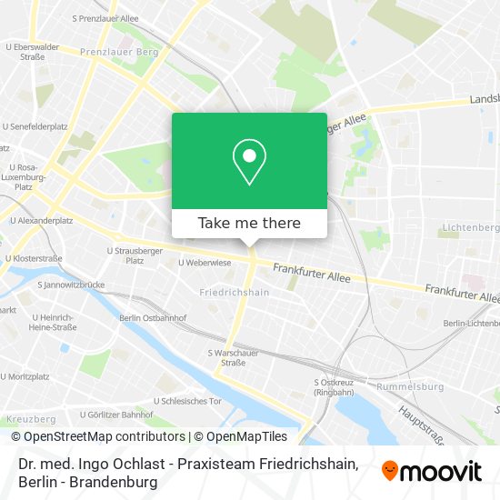 Карта Dr. med. Ingo Ochlast - Praxisteam Friedrichshain