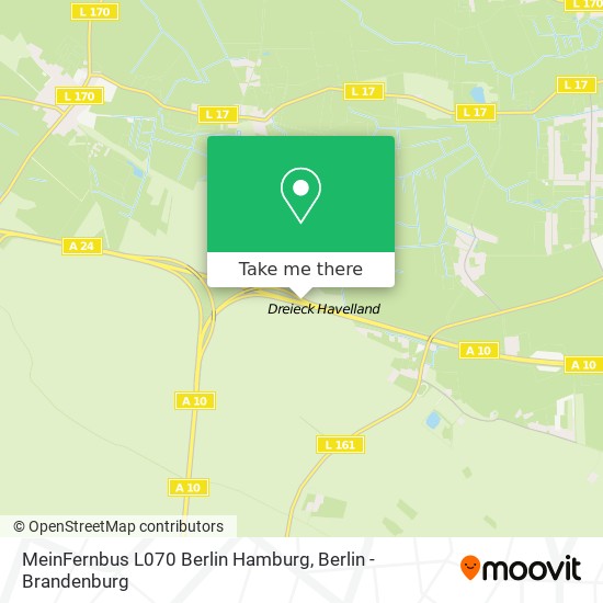 MeinFernbus L070 Berlin Hamburg map
