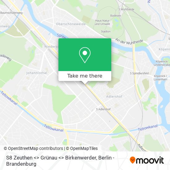 S8 Zeuthen <> Grünau <> Birkenwerder map