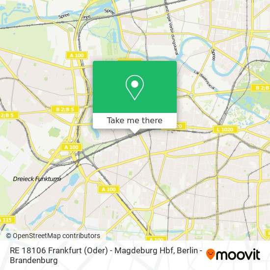 Карта RE 18106 Frankfurt (Oder) - Magdeburg Hbf