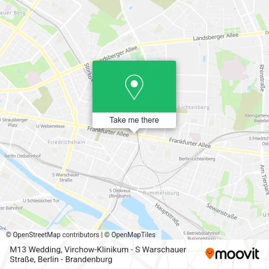 Карта M13 Wedding, Virchow-Klinikum - S Warschauer Straße