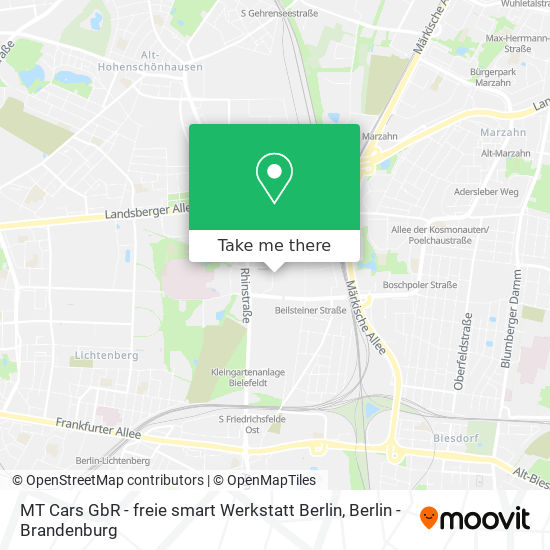 Карта MT Cars GbR - freie smart Werkstatt Berlin