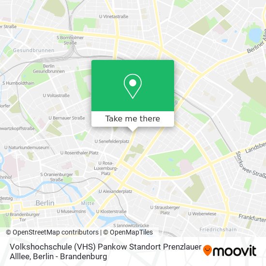 Volkshochschule (VHS) Pankow Standort Prenzlauer Alllee map
