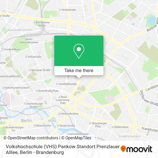 Карта Volkshochschule (VHS) Pankow Standort Prenzlauer Alllee