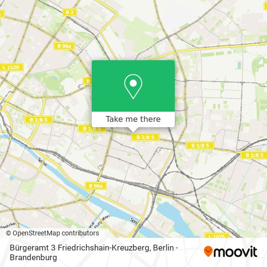 Карта Bürgeramt 3 Friedrichshain-Kreuzberg