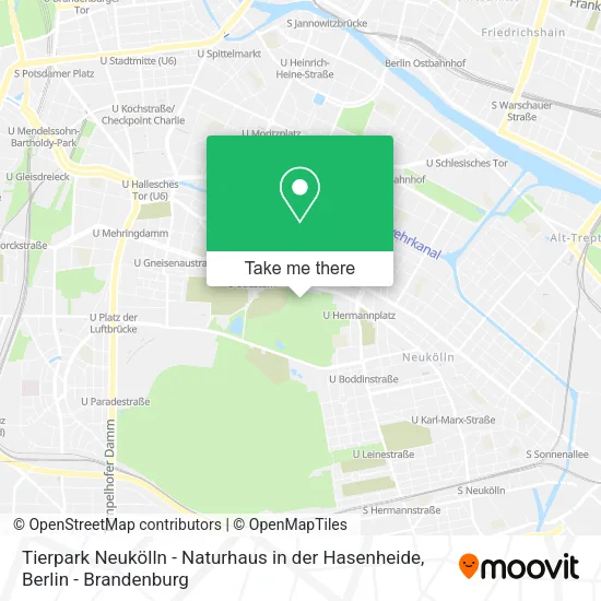 Карта Tierpark Neukölln - Naturhaus in der Hasenheide
