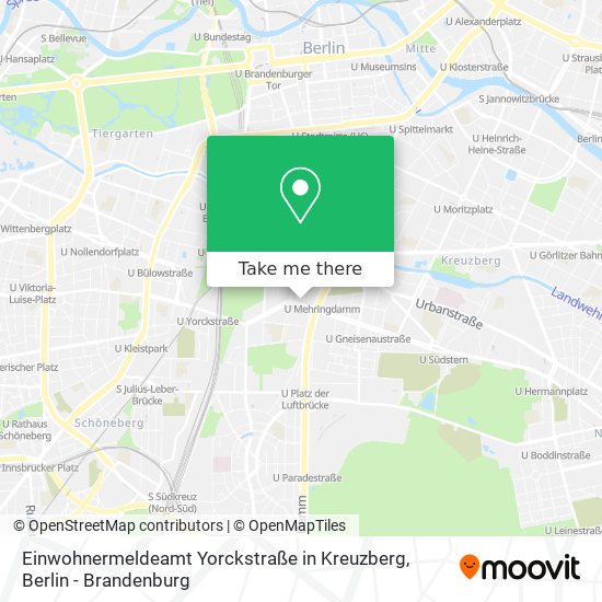 Карта Einwohnermeldeamt Yorckstraße in Kreuzberg