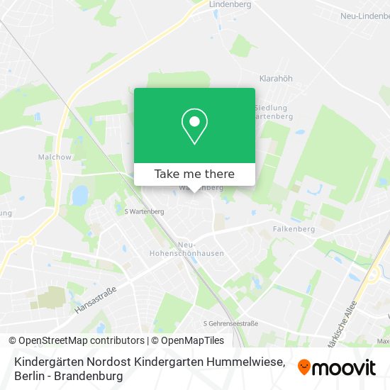 Карта Kindergärten Nordost Kindergarten Hummelwiese