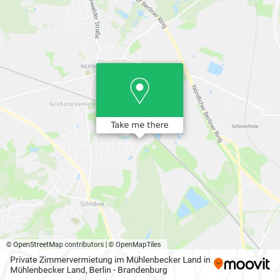 Private Zimmervermietung im Mühlenbecker Land in Mühlenbecker Land map