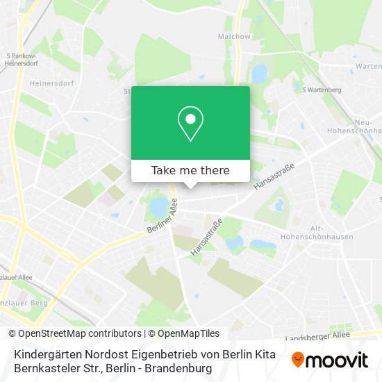 Карта Kindergärten Nordost Eigenbetrieb von Berlin Kita Bernkasteler Str.