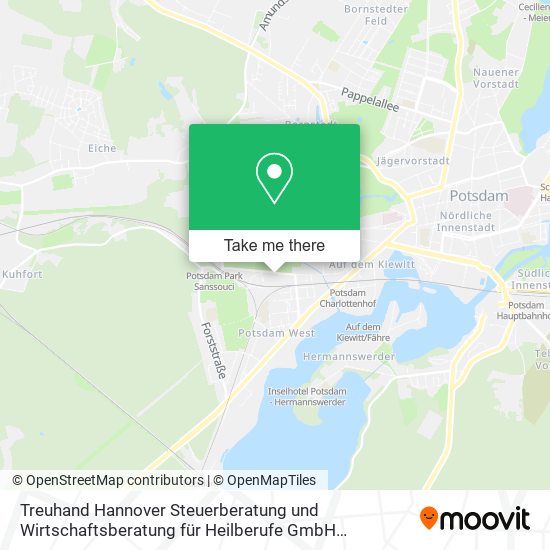 Карта Treuhand Hannover Steuerberatung und Wirtschaftsberatung für Heilberufe GmbH Niederlassung Potsdam
