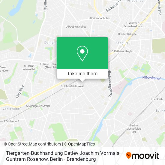 Карта Tiergarten-Buchhandlung Detlev Joachim Vormals Guntram Rosenow