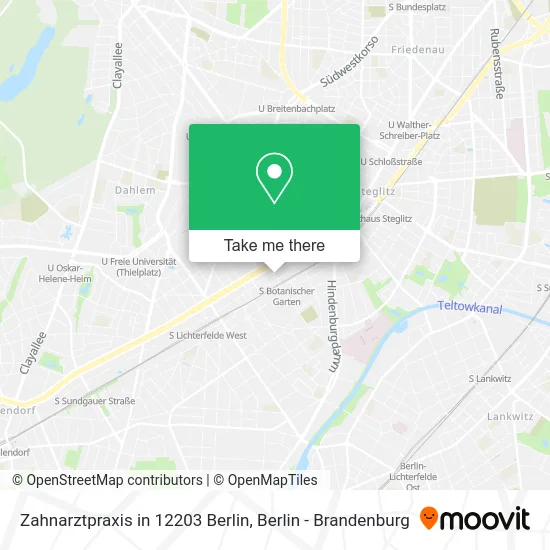 Карта Zahnarztpraxis in 12203 Berlin