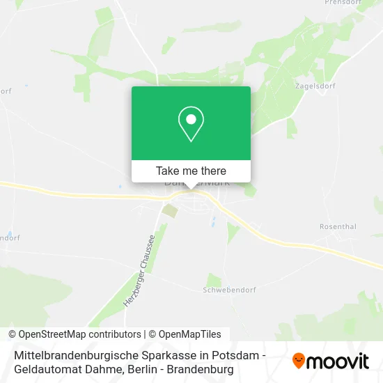 Карта Mittelbrandenburgische Sparkasse in Potsdam - Geldautomat Dahme