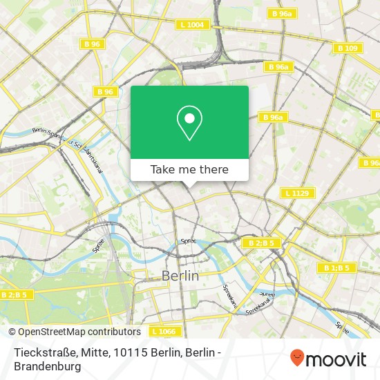 Карта Tieckstraße, Mitte, 10115 Berlin