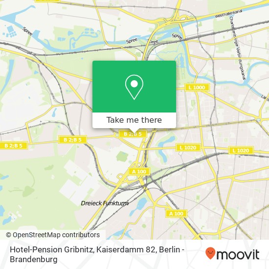 Карта Hotel-Pension Gribnitz, Kaiserdamm 82