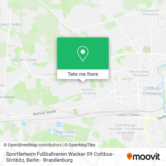 Карта Sportlerheim Fußballverein Wacker 09 Cottbus-Ströbitz