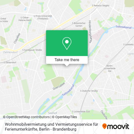 Карта Wohnmobilvermietung und Vermietungsservice für Ferienunterkünfte