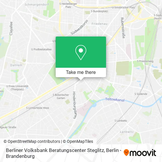 Карта Berliner Volksbank Beratungscenter Steglitz
