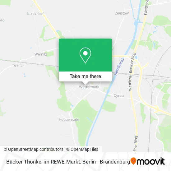 Карта Bäcker Thonke, im REWE-Markt