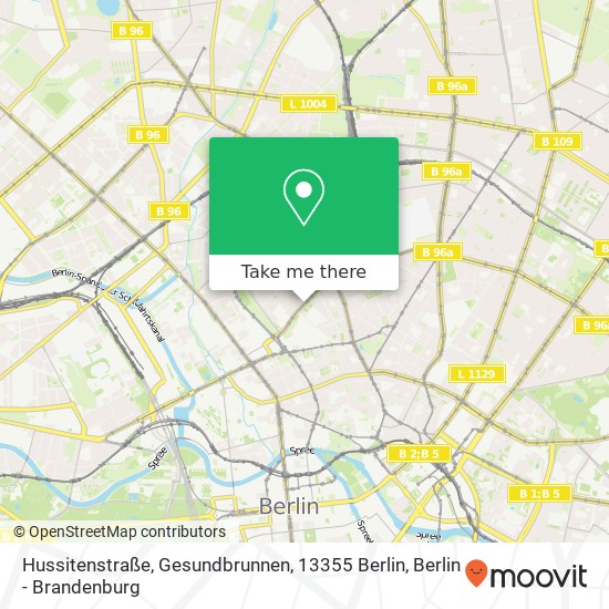 Карта Hussitenstraße, Gesundbrunnen, 13355 Berlin