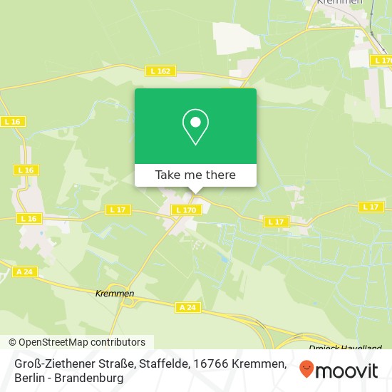 Карта Groß-Ziethener Straße, Staffelde, 16766 Kremmen