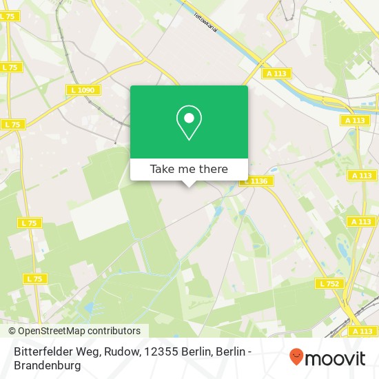 Карта Bitterfelder Weg, Rudow, 12355 Berlin