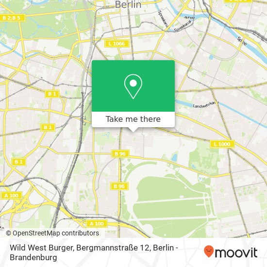 Карта Wild West Burger, Bergmannstraße 12